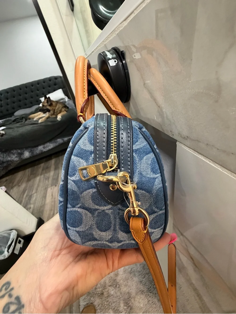 Coach Mini Rowan Crossbody Denim with matching wallet